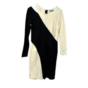 SALE! NWT Alice & Olivia Cocktail Dress - Long Sleeve Midi - Black/White - Large